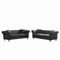 Chesterfield 3 And 3 Seater Sofa Set High Tech Fabric Roll Armrest Upholstered Couch