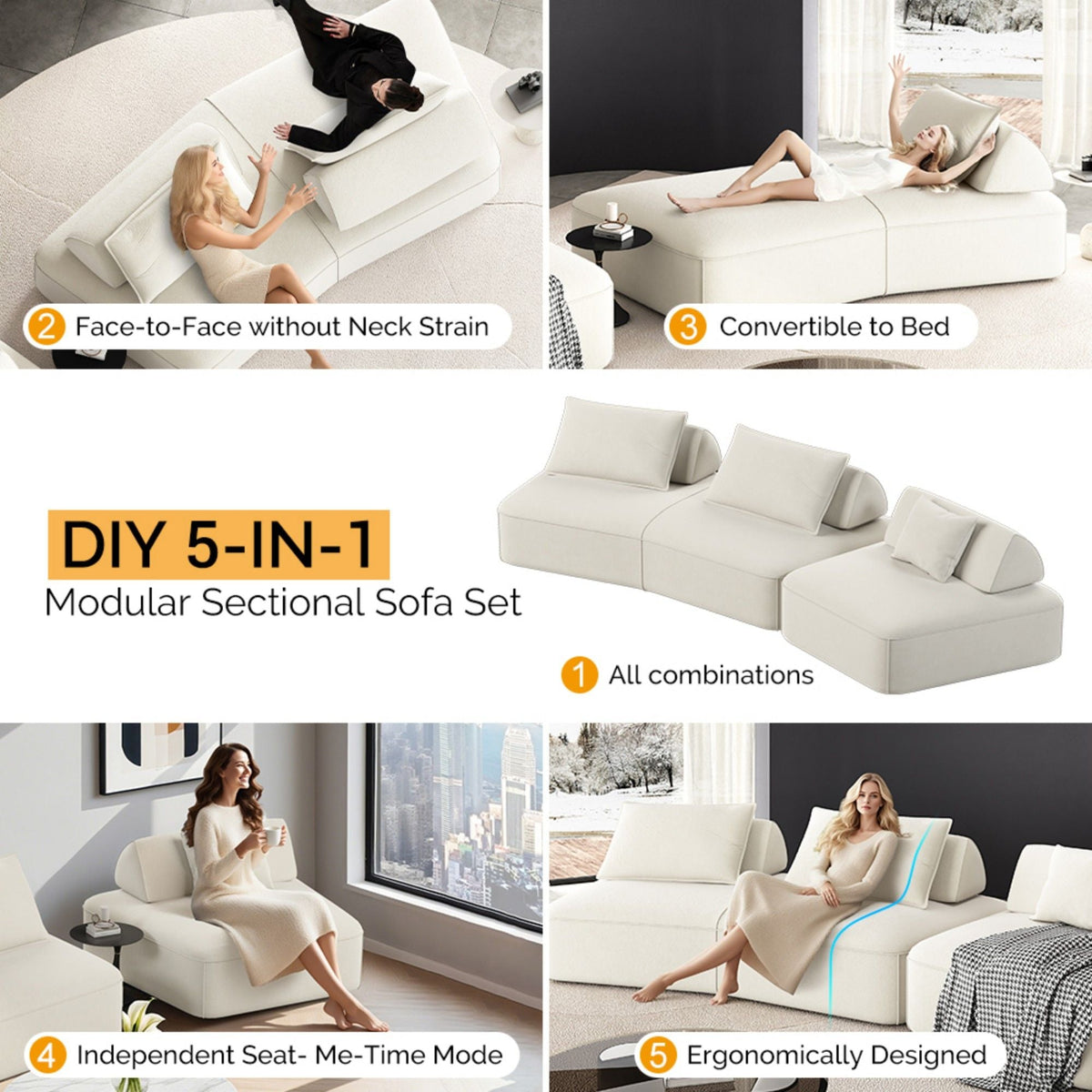 Modern Luxury Oversized Modular Sectional Sofa Set