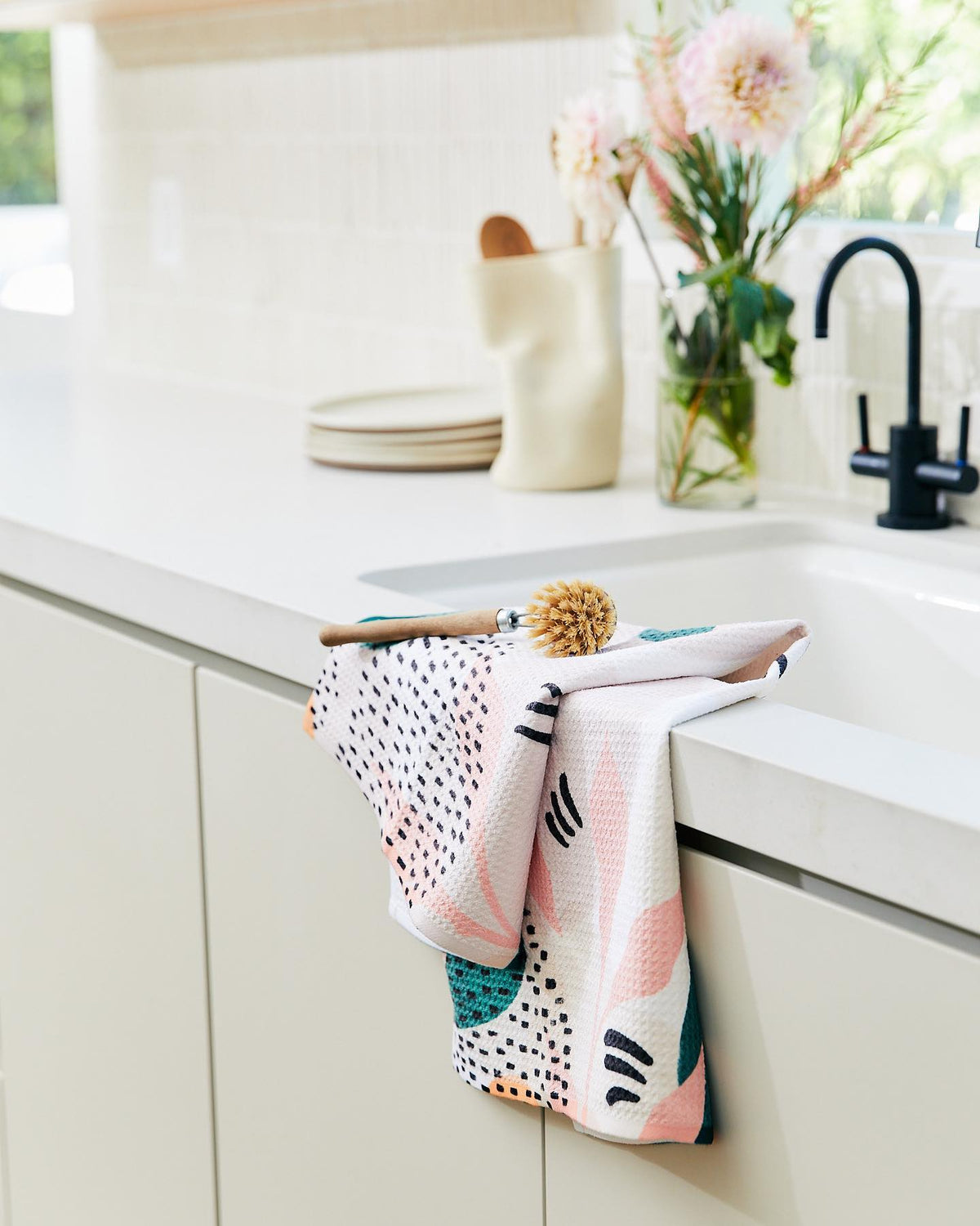 Butchers Meat Gingham Geometry Tea Towel