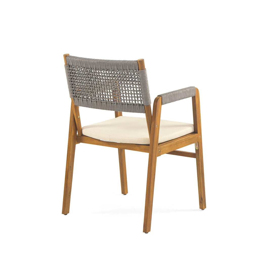 Outdoor 7 Piece Dining Set With Rope Woven Armchairs