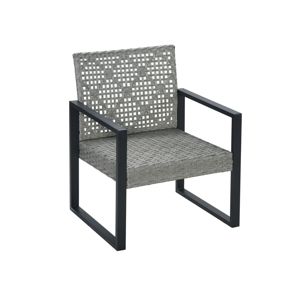 4 Piece Patio Furniture Set With Acacia Wood Table Top And Cushions