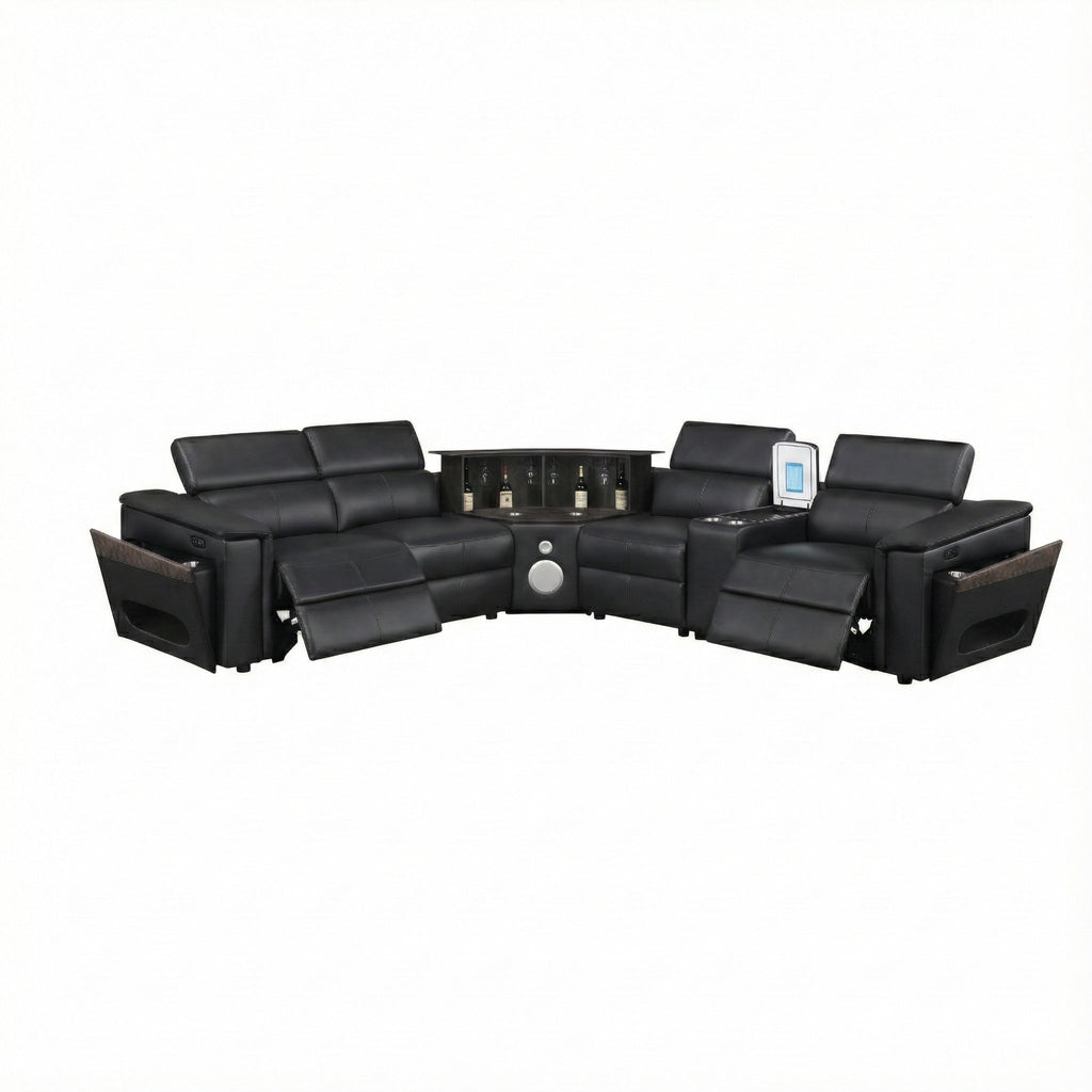 Nova - Sectional With Bluetooth Speaker, LED And Lifting Wine Cabinet