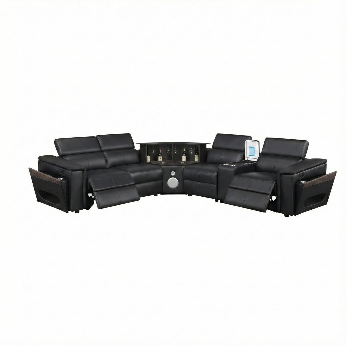 Nova - Sectional With Bluetooth Speaker, LED And Lifting Wine Cabinet
