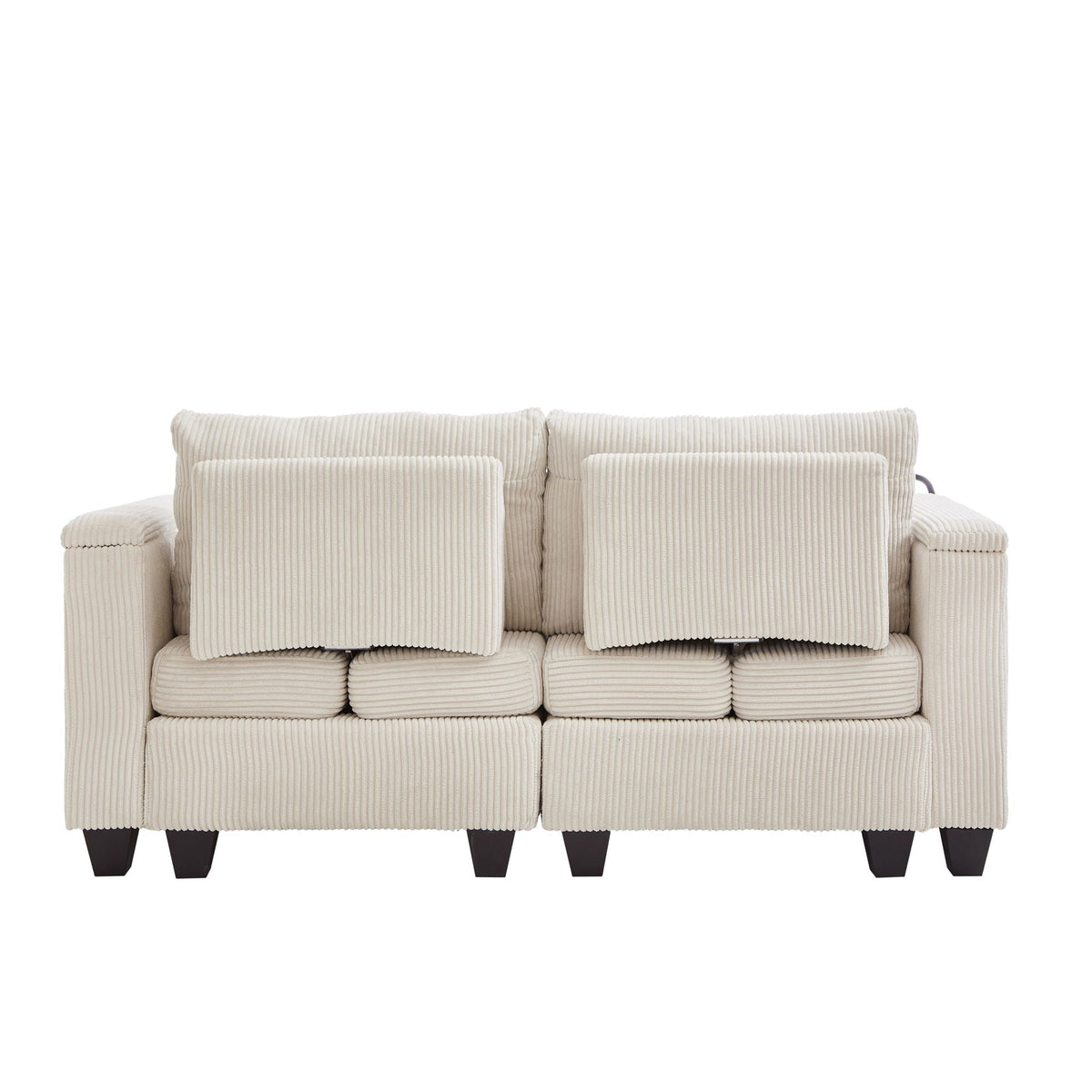 Convertible Chaise Lounge Sofa Chair With USB Ports, Cup Holders, Phone Holder And Storage