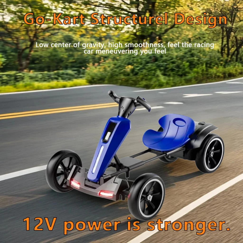Electric Kids Pedal Go Kart With Adjustable Seat, Foldable Design