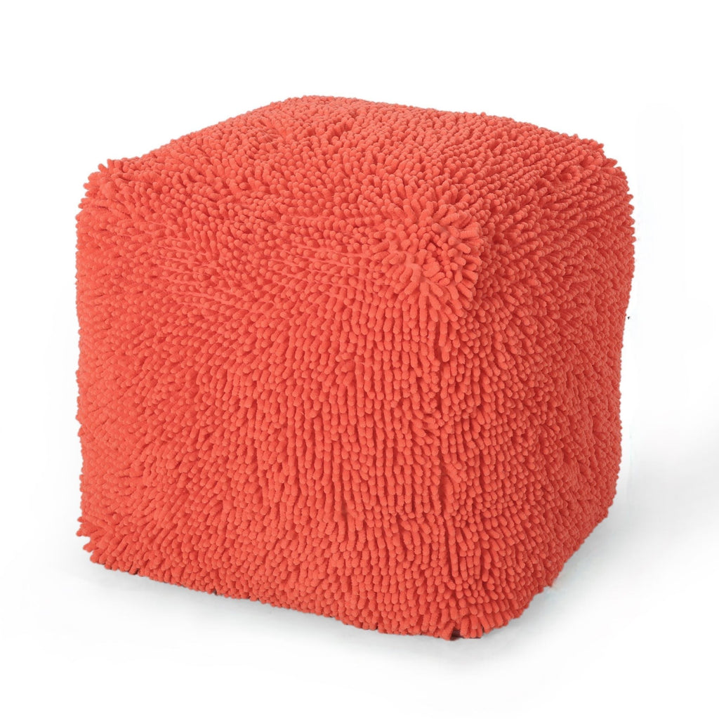 Sunny - Square Pouf, Versatile Ottoman Or Floor Cushion - Coral