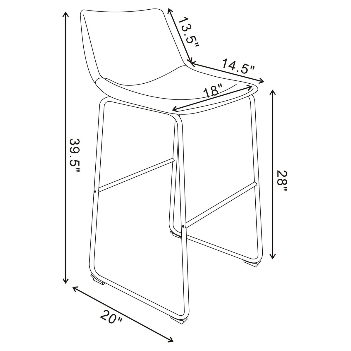 Armless Bar Stool (Set of 2) - Brown