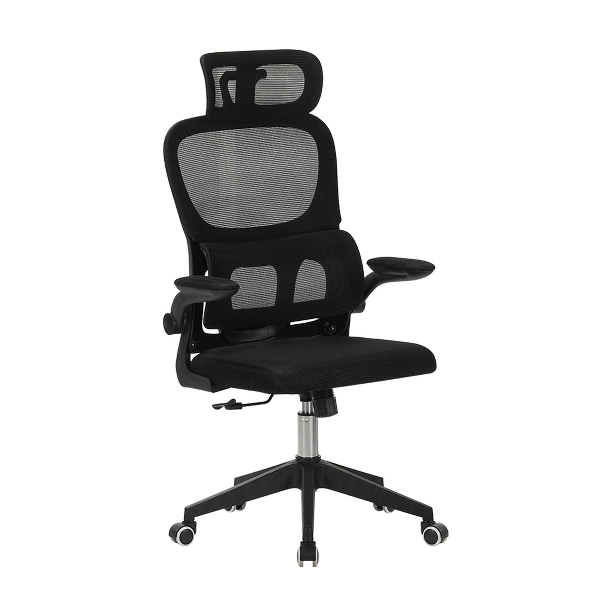 High Back Ergonomic Swivel Rolling Office Chair With Tilt Function, 3D Headrest, Lumbar Support - Black