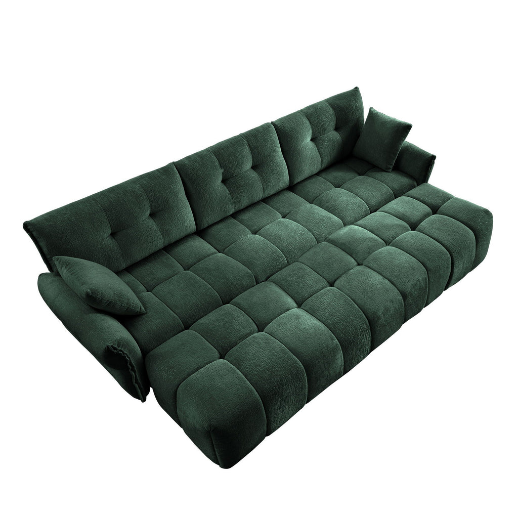 Sofa Set With Ottoman And Pillows, Textured, High Resilience Cushions