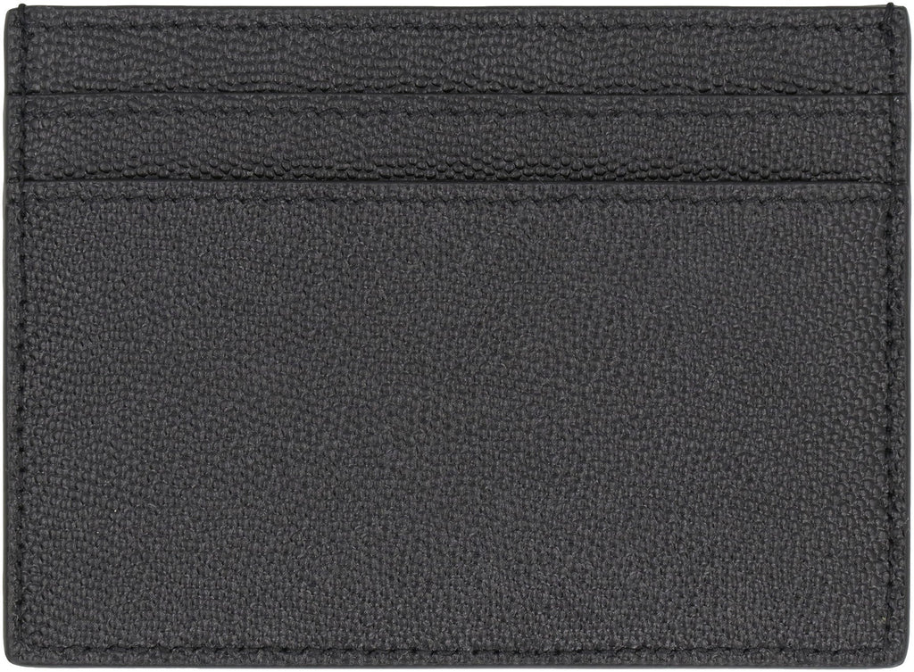 SAINT LAURENT Mini Leather Card Holder with Logo Detail