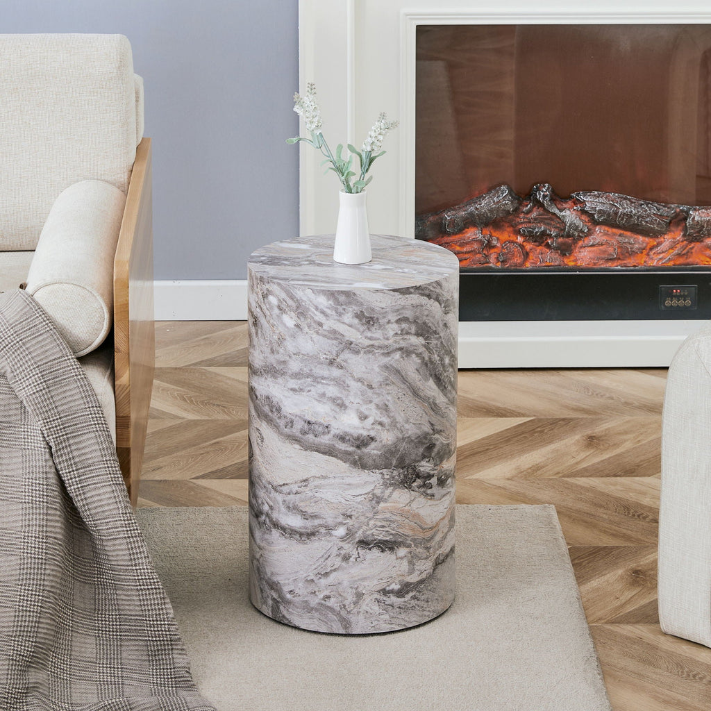 Simple Marble Textured Cylindrical Coffee Table Material - Gray