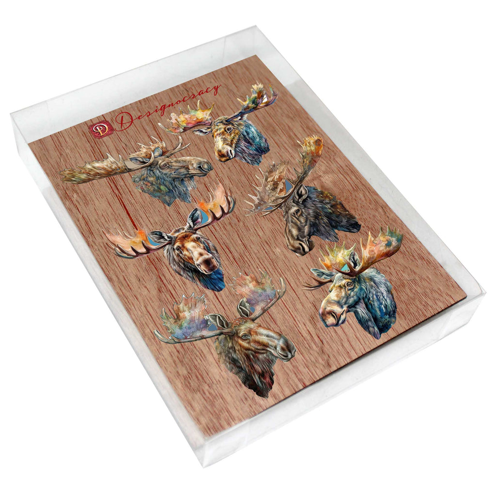 Majestic Moose Decorative Eco Wood Magnets Set of 6 by G. Debrekht - Wildlife Decor - 8090108G-S6