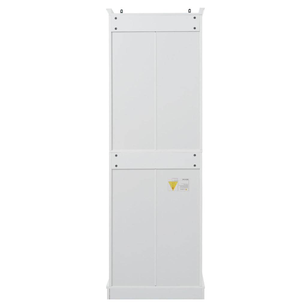 Freestanding Bathroom Vanity, Elegant Design With 4 Doors & 1 Drawer, Adjustable Shelves, Damping Hinges - White