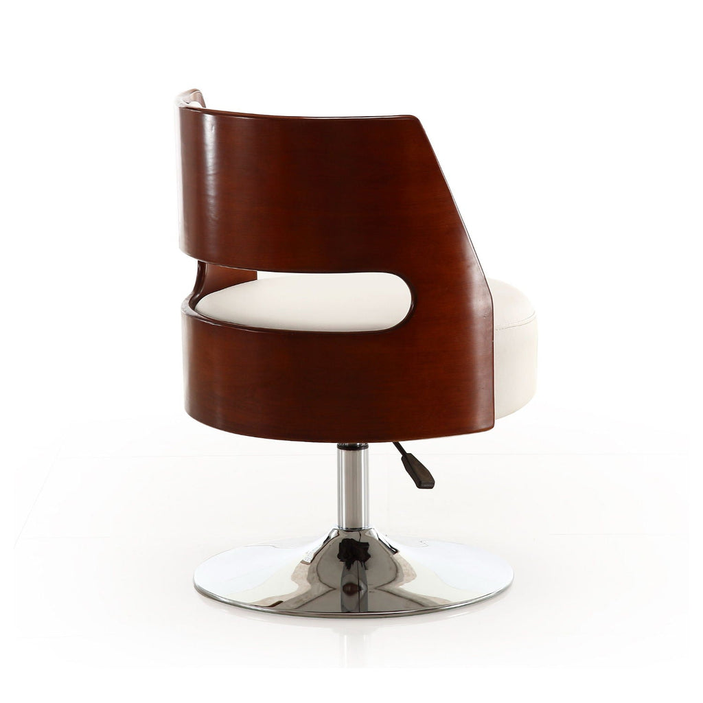 Salon - Swivel Lounge Chair 2 Tone Design With Adjustable Height And Full Swivel For Living Room - White