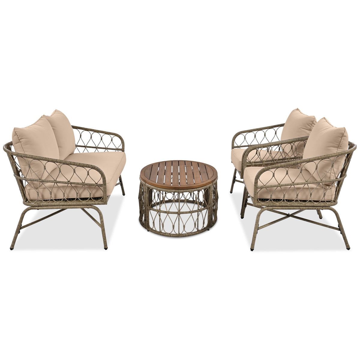 Bohemia-Inspired 4-Person Outdoor Seating Group With Removable Cushions