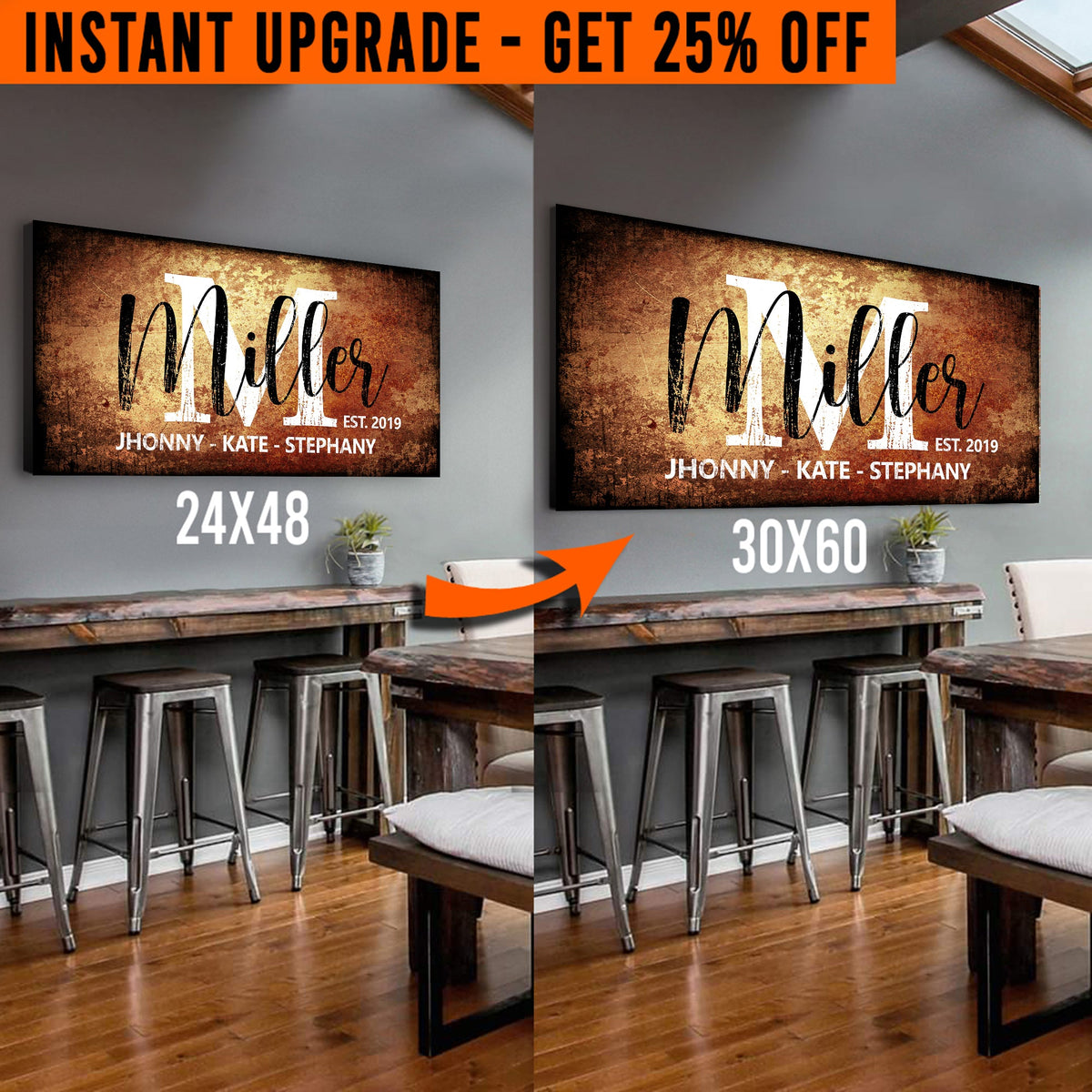 Upgrade Your 48x24 Inches 'Family' (Style 1) Canvas To 60x30 Inches