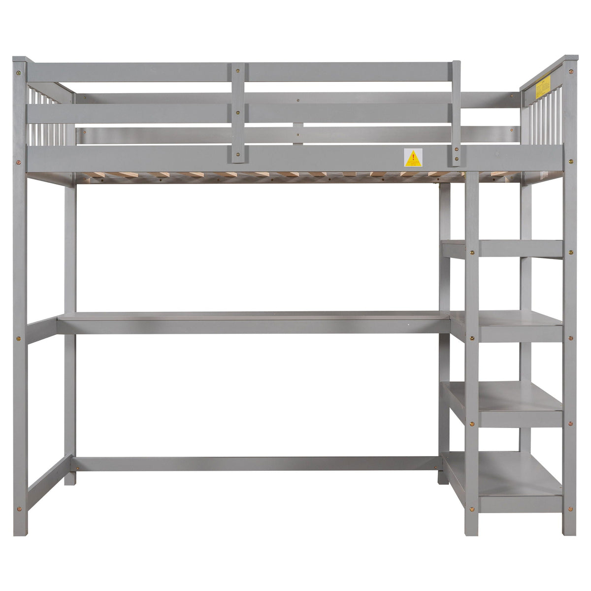 Loft Bed With Storage Shelves And Under Bed Desk