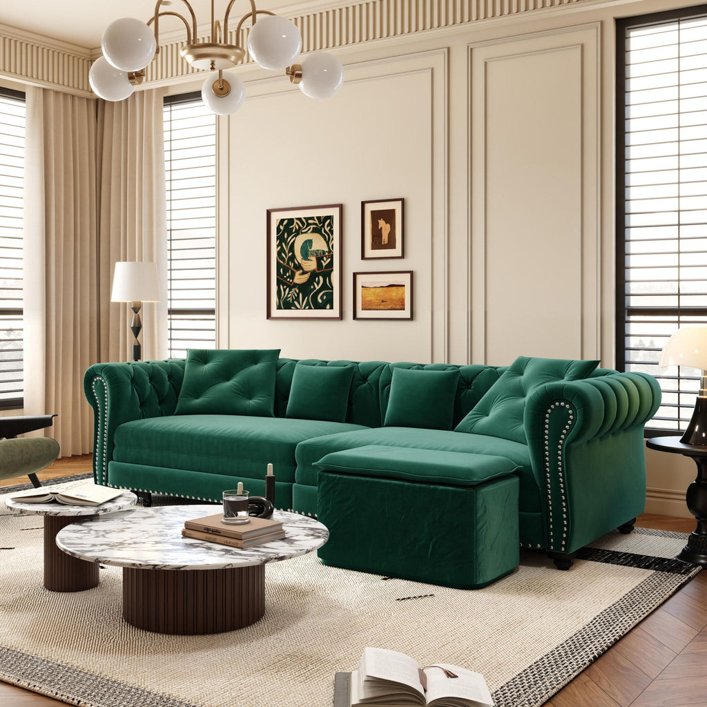 3 In 1 Pull Out Sofa Bed With Movable Ottoman