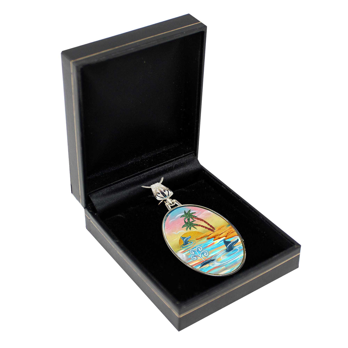 Calm Palms Silver Plated Mother of Pearl Jewelry Pendant Necklace - 44048