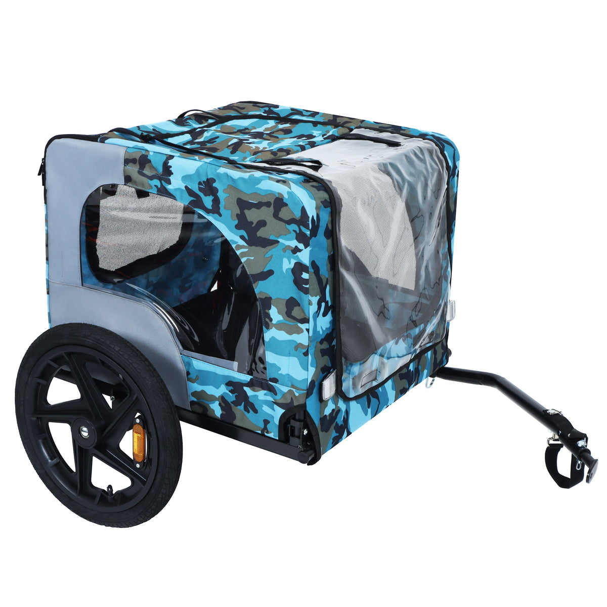 Outdoor Heavy Duty Collapsible Pet Bike Trailer with 16-Inch Wheels