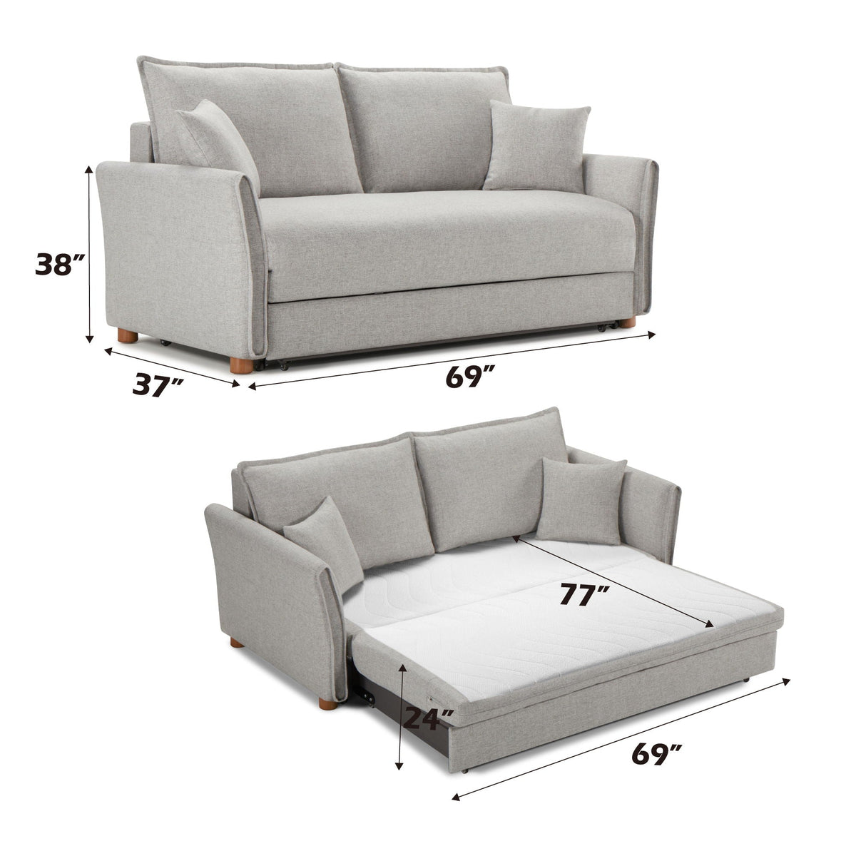 Oren Chenille Sleeper Sectional Sofa With Storage - Gray
