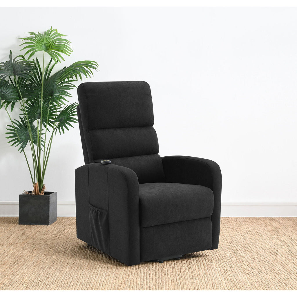 Royston - Upholstered Power Lift Recliner With Remote Comfort - Black