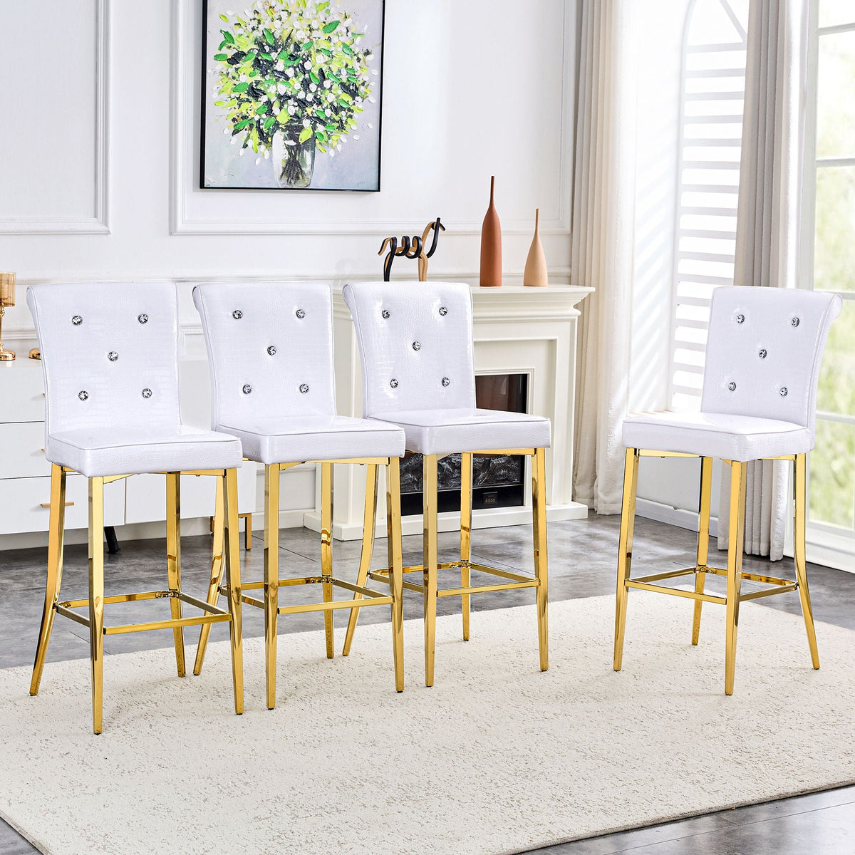Bar Chairs With Crystal Clasp Design (Set of 2)