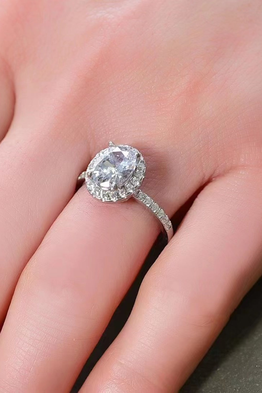 2 Carat Oval-Cut Sparkala™ Ring (Platinum Over Pure Sterling Silver)