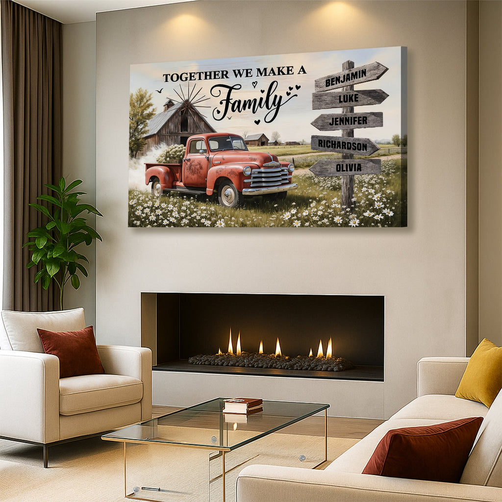 Personalized Family Farmhouse Old Truck Wall Art