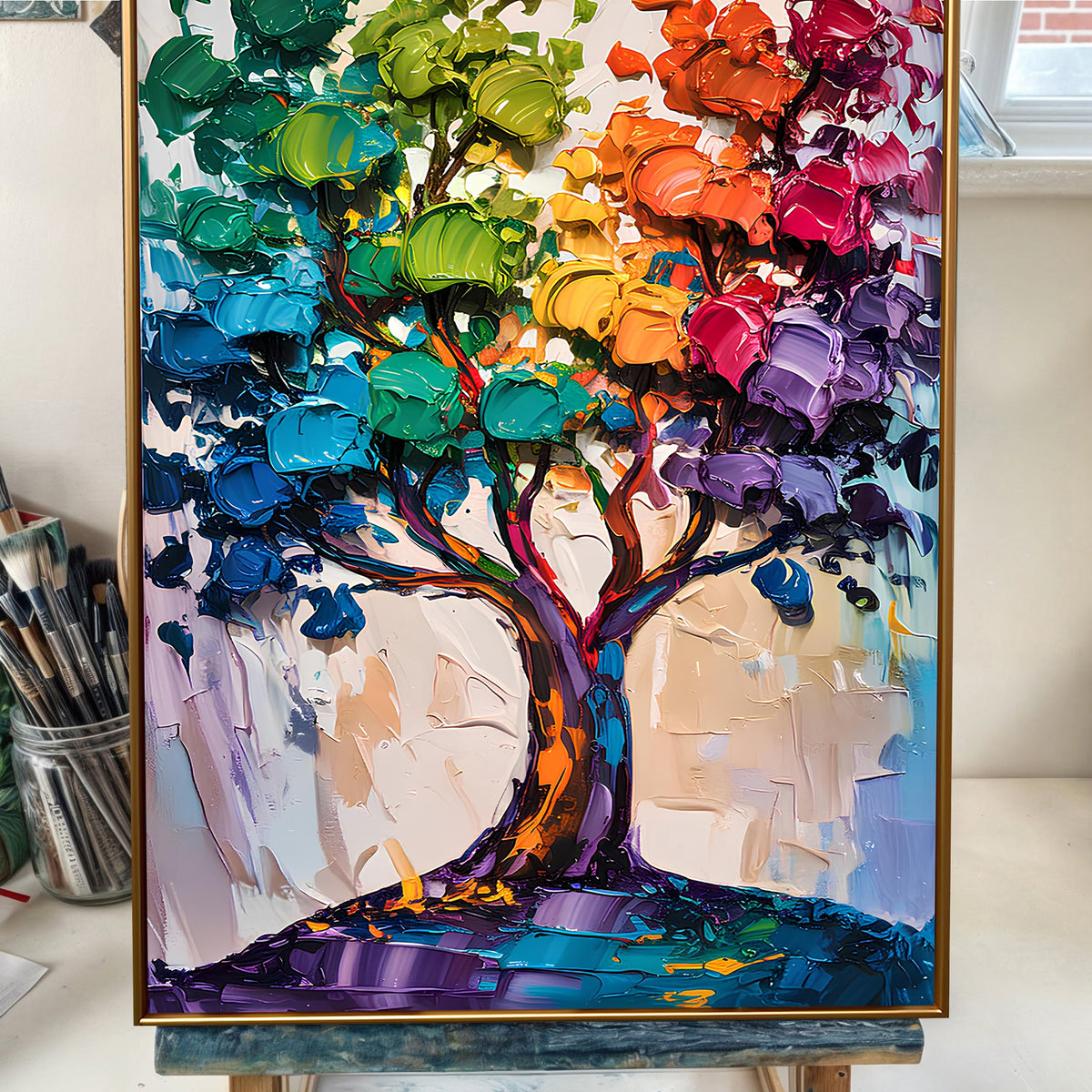 Rainbow Tree Abstract Wall Art