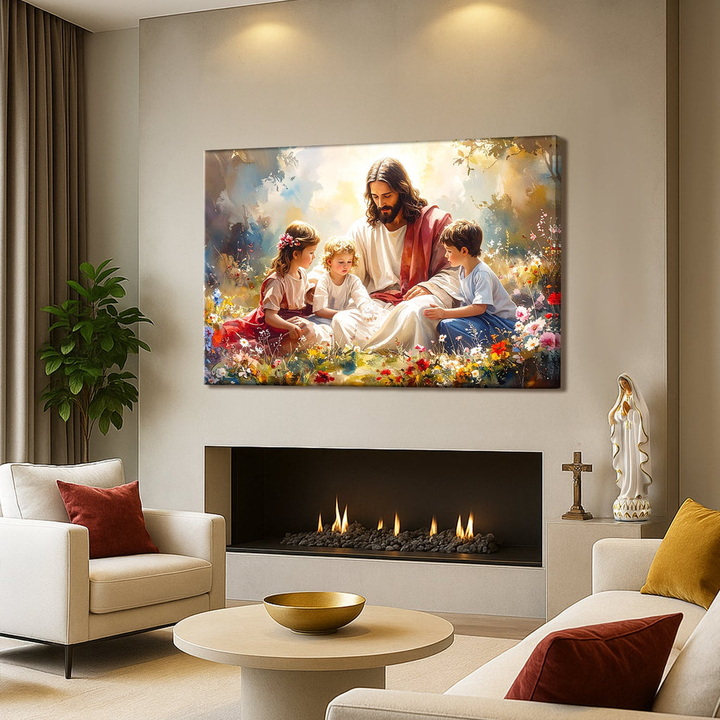 Jesus With Children Faith Wall Art II