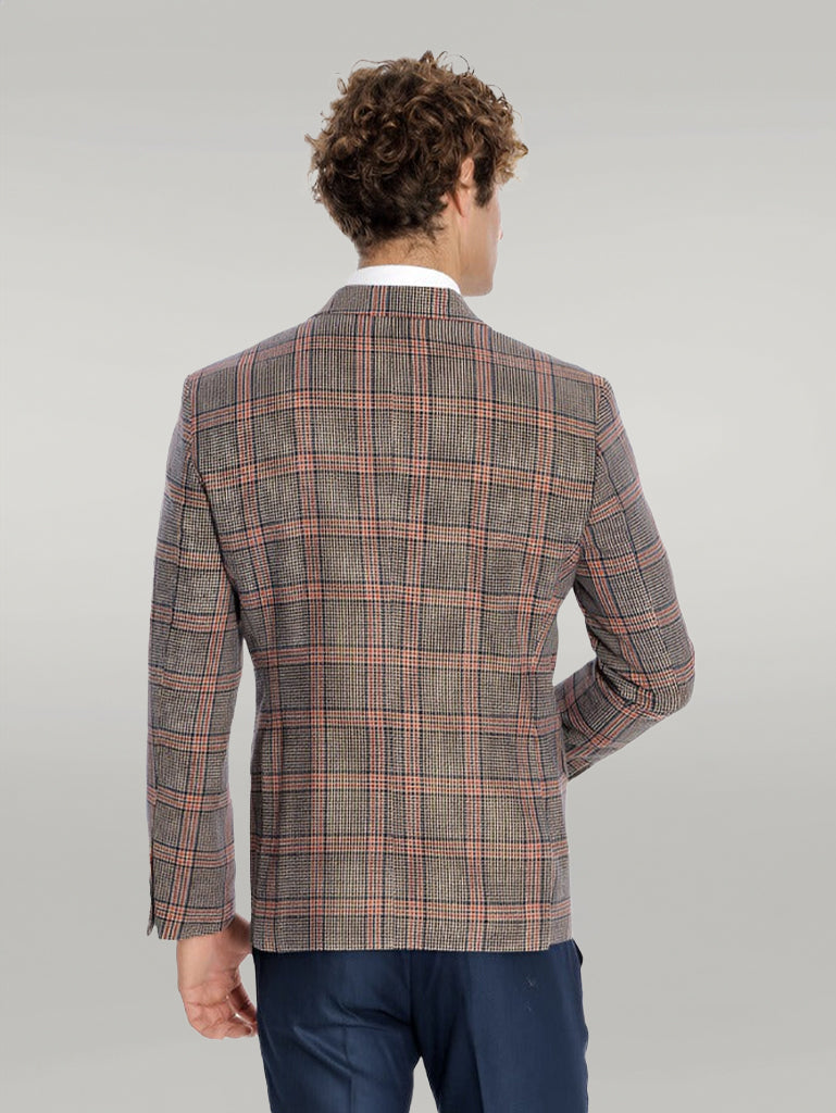 Checked Navy Blue Men Blazer - Wessi