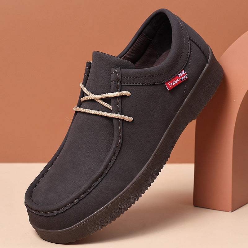 Men's British-Style Suede Casual Shoes – Low-Top Breathable Goodyear Welt Loafer