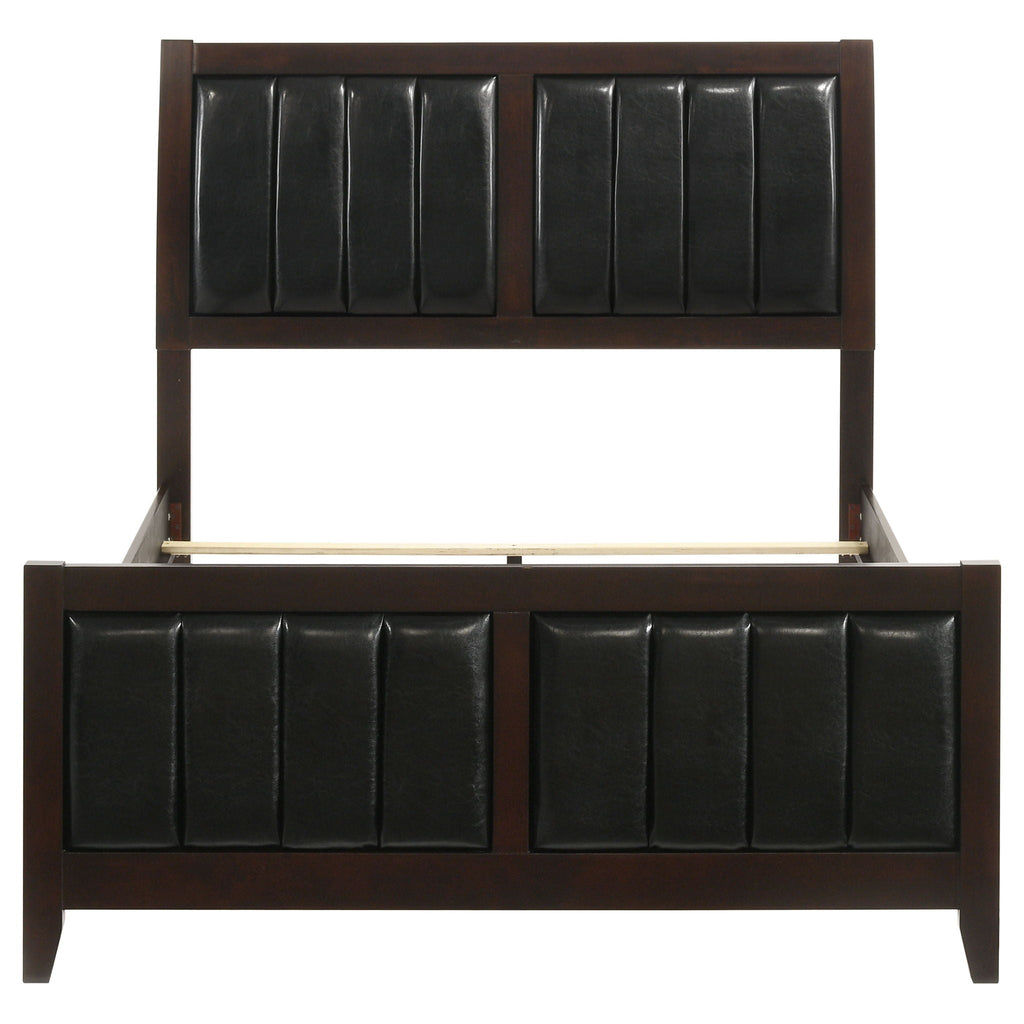 Full Panel Bed With Tufted Headboard Frame - Brown