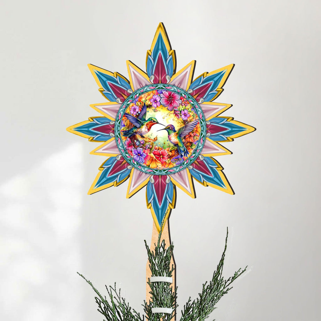 Hummingbird Heaven Star Tree Topper Wooden Decor by G. Debrekht - Wildlife Holiday Decor - 89512