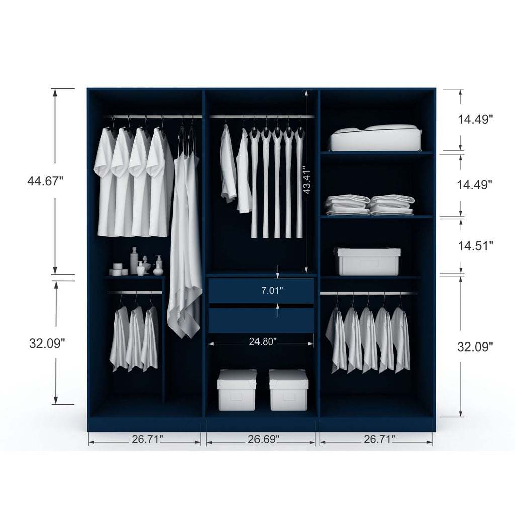 Gramercy - Free Standing Wardrobe Closet With Drawers And Shelves