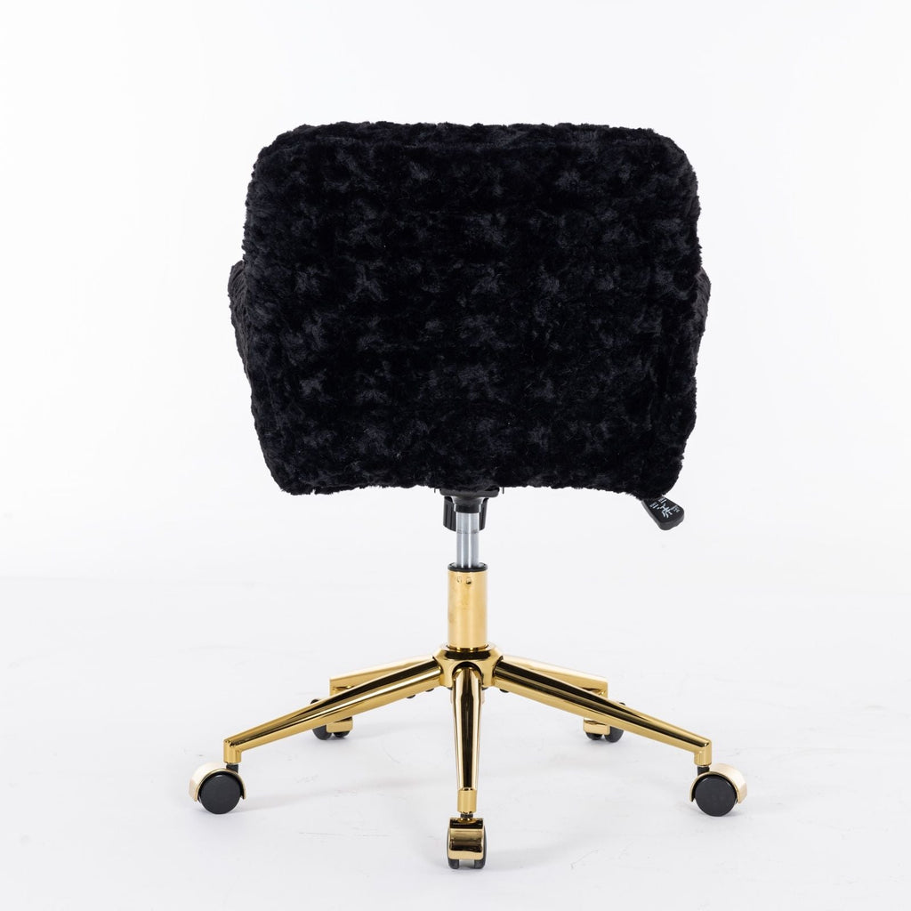 Office Chair, Artificial Rabbit Hair Home Office Chair With Metal Base, Adjustable Desk Chair Swivel Office Chair, Vanity Chair