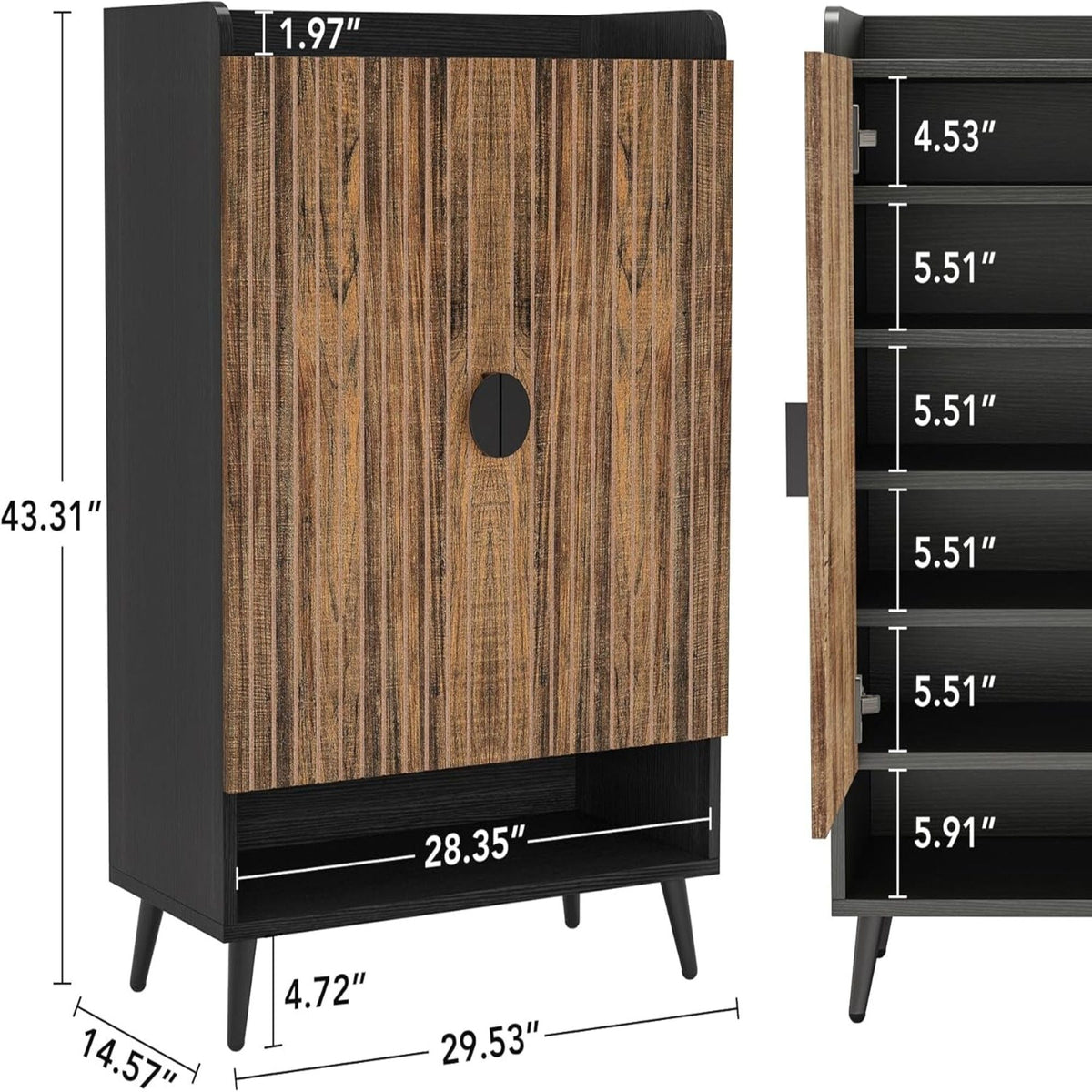 Shoe Cabinet With Doors, 7 Tier Storage Organizer