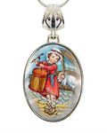 Drummer Boy Silver Plated Mother of Pearl Jewelry Necklace - 43044