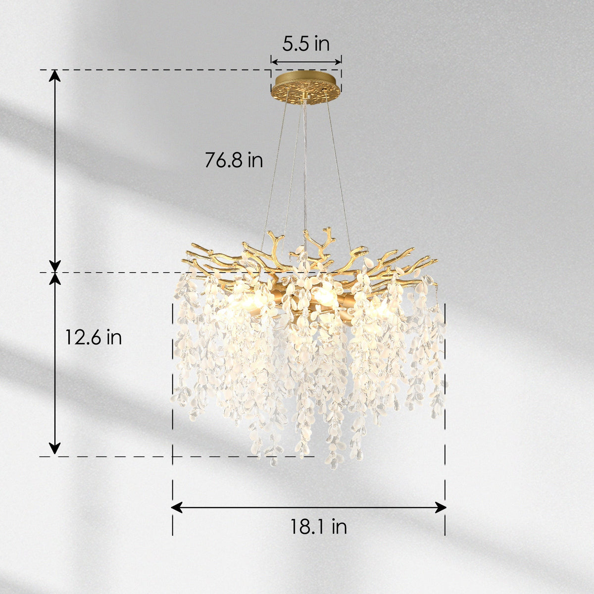 6-Light Chandelier Crystal Ceiling Lamp in Gold
