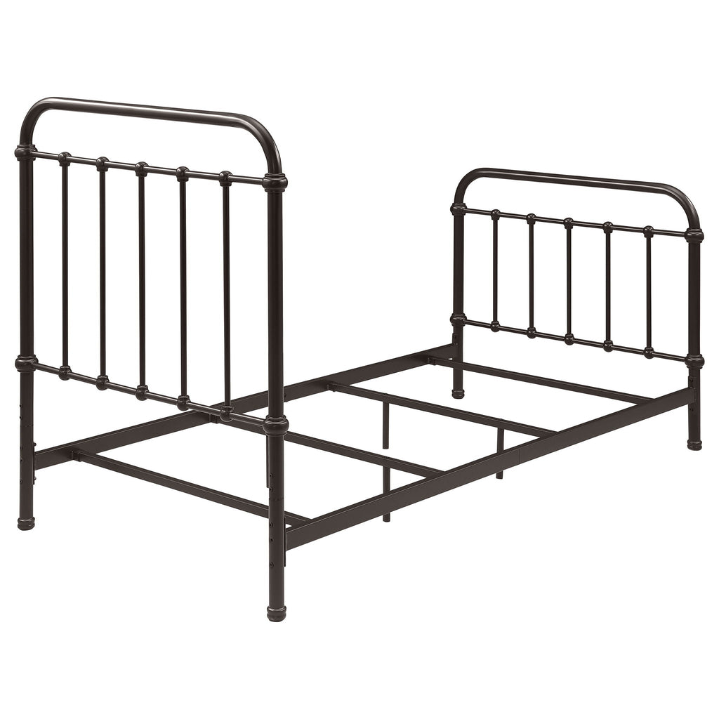 Twin Panel Bed With Ornate Design - Bronze