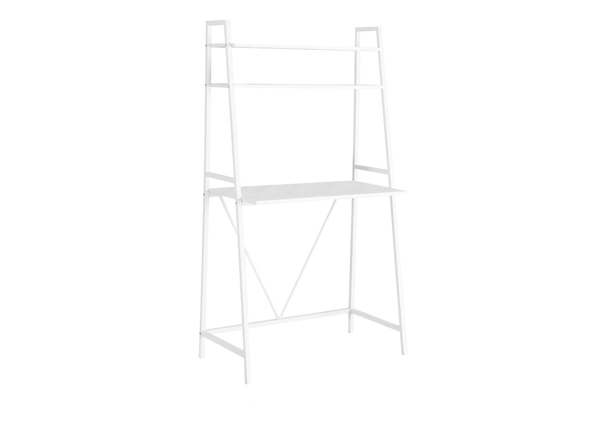 Computer Desk for Home Office, Laptop & Storage Shelves - White