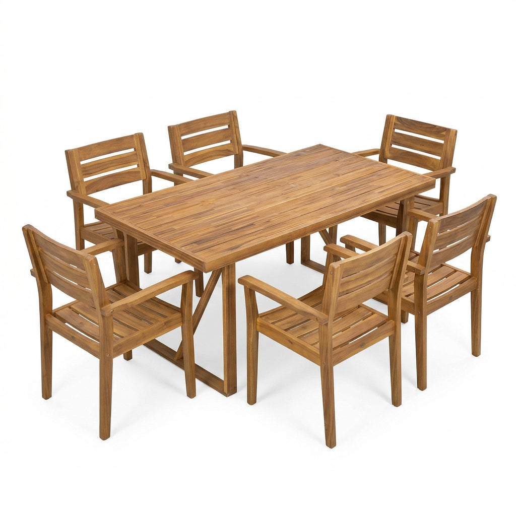 7-Piece Acacia Wood Outdoor Dining Set