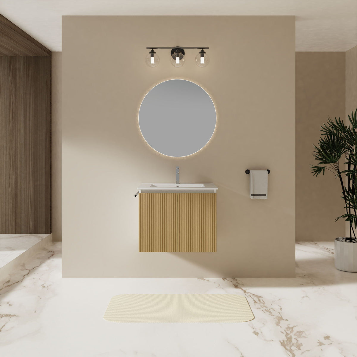 Floating Bathroom Vanity Combo, Towel Rack