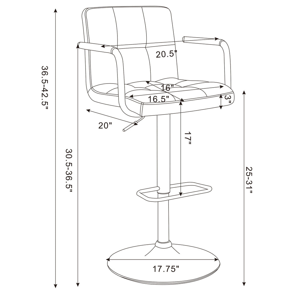 Adjustable Bar Stool With Hydraulic Height Adjustment