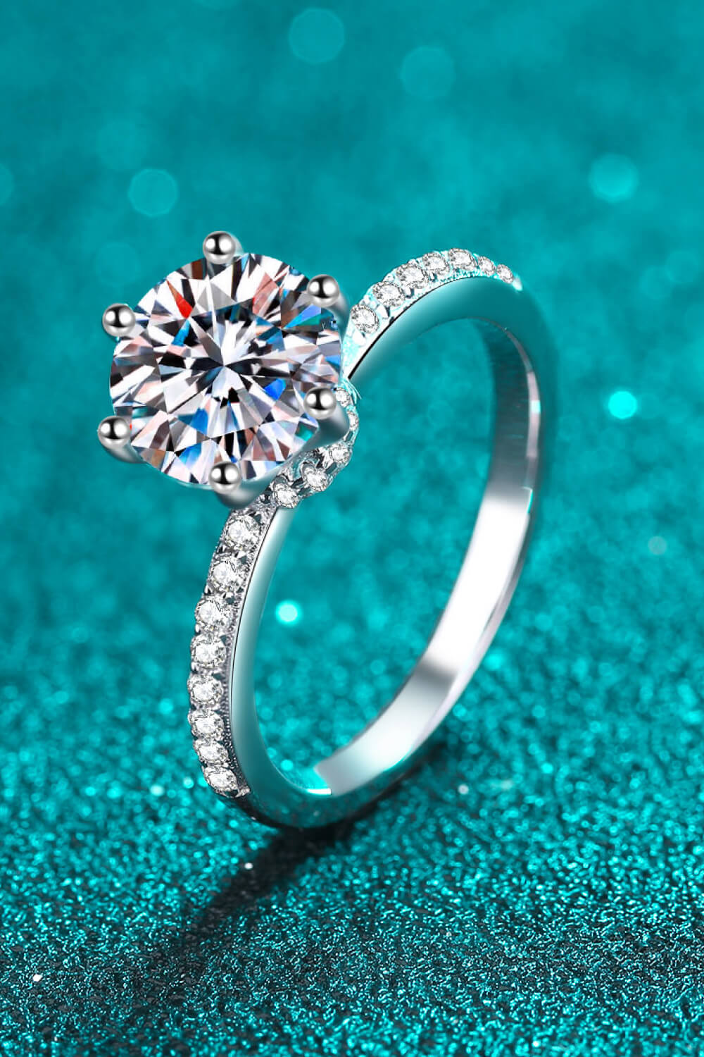 Rhodium Over Pure Sterling Silver 2 Carat Brilliant Round Cut Sparkala™ Ring
