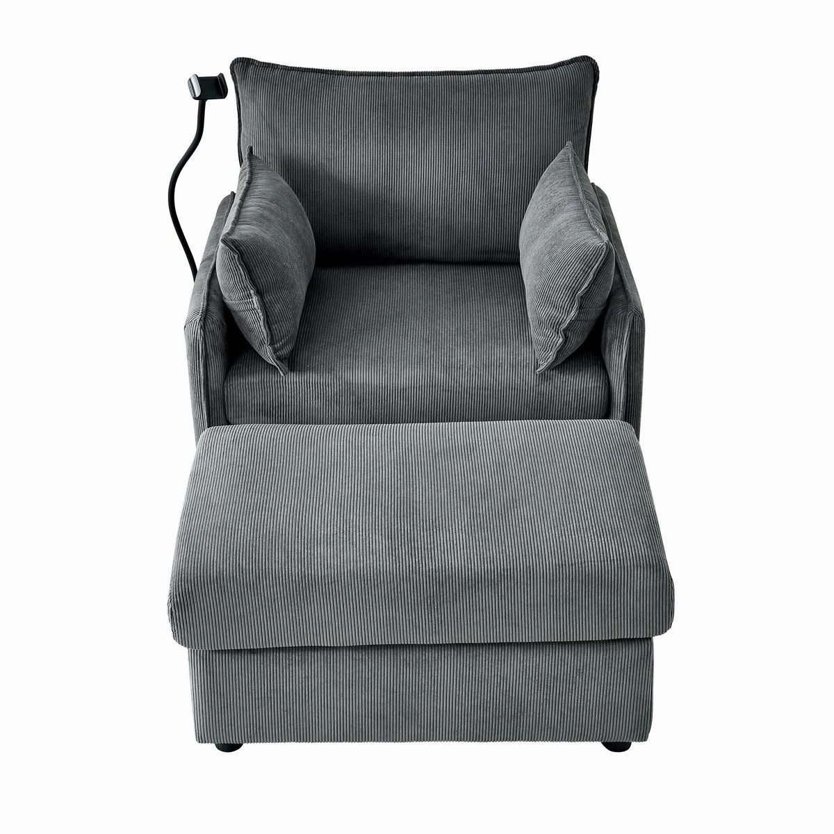 Comfy Oversized Chaise Lounge Chair With Ottoman And Storage