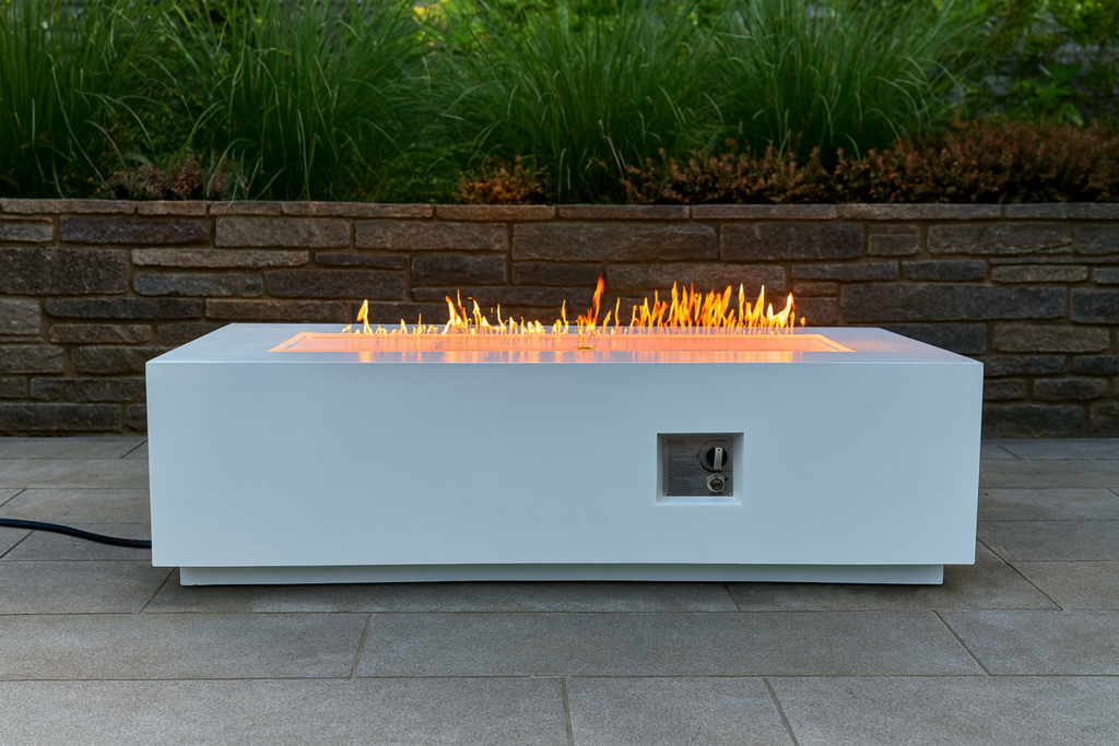 Outdoor Rectangle Propane Fire Pit Table 60inch, White