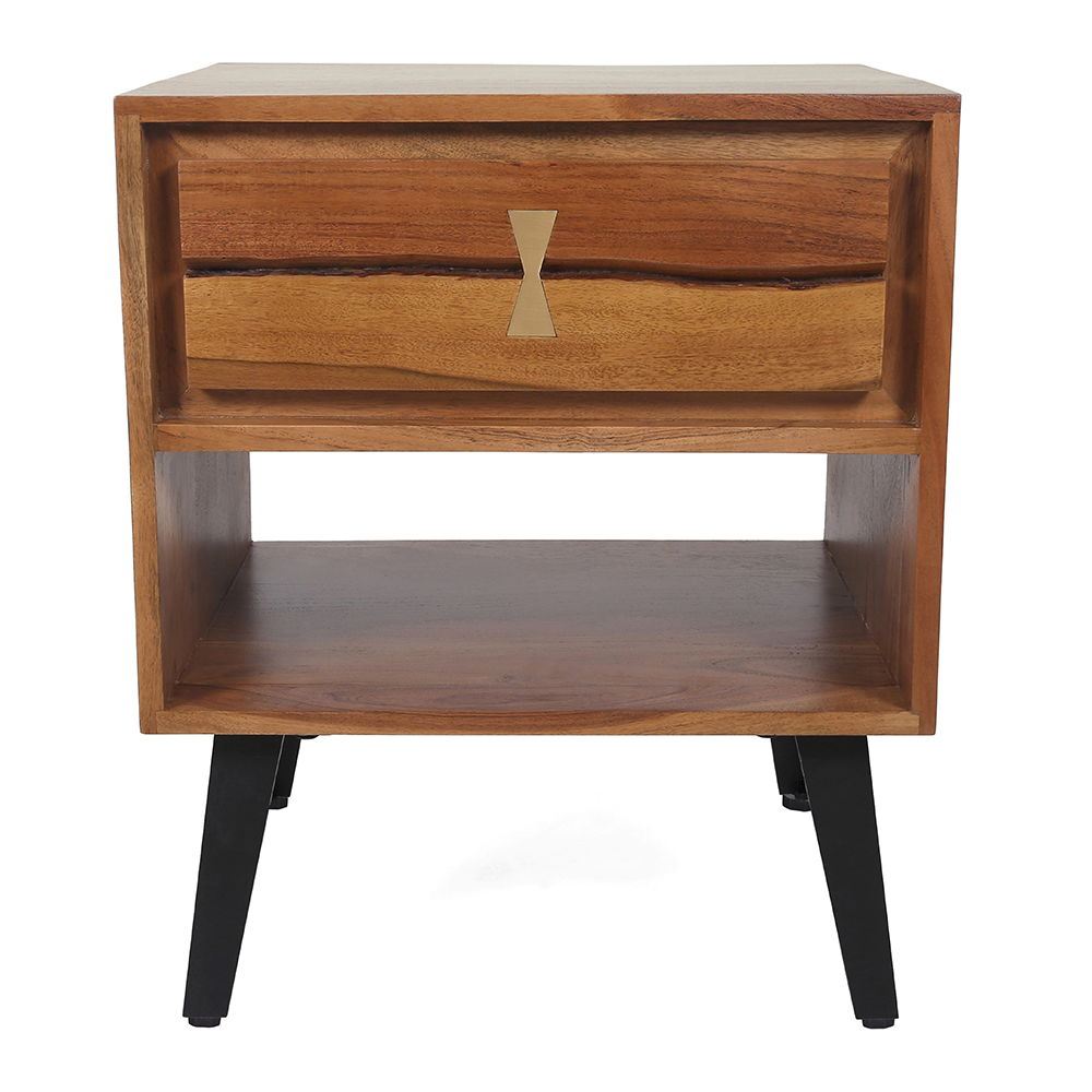 Asther - Bedside Table - Natural Wood / Brown