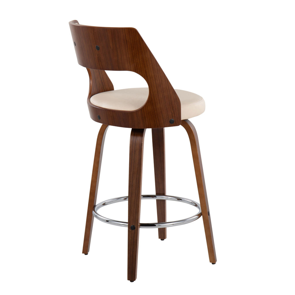 Cecina - Mid-Century Modern Fixed Height Counter Stool With Swivel And Round Footrest (Set of 2)